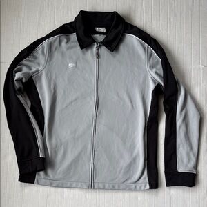 Speedo Fleece lined Collar Collared Black and Gray full zip Jacket size L large